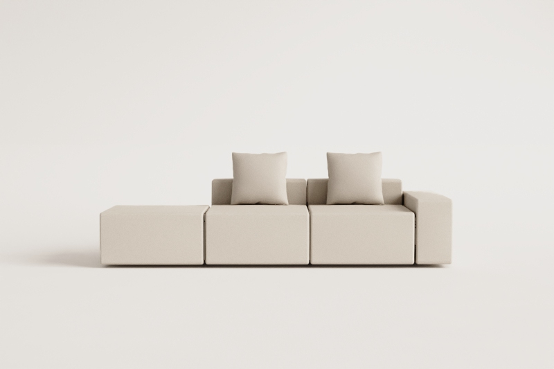 2-piece modular corner sofa right with low armrest and pouf (↔︎285 cm) Bruna