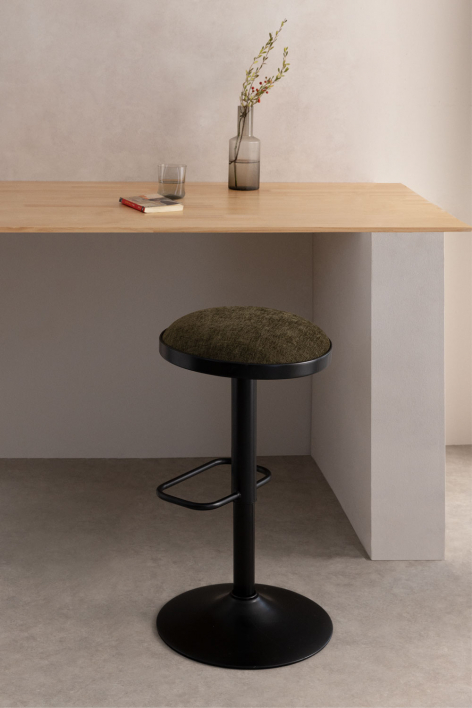 adjustable high stool in army green fabric and black legs Igarasi - Black - Army Green