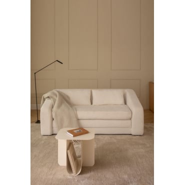 2-seater Sofa Bed In Dalila Bouclé Fabric Off White Bouclé Fabric - Sklum