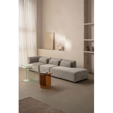 Fogler 3-piece Modular Corner Sofa With Right Chaise Corduroy Light Grey Taupe - Sklum