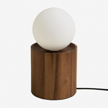 Table Lamp With Cylindrical Base In Freidy Acacia Wood Brown Ligh Brown Wood - Sklum