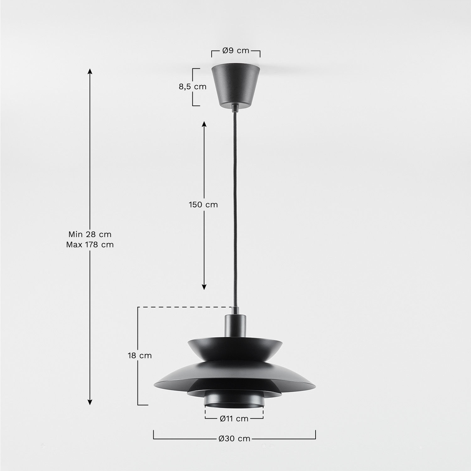 Alicia iron ceiling lamp, medidas