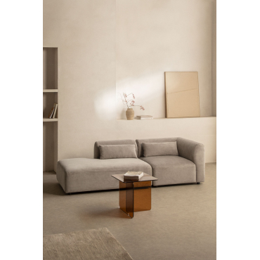 Fogler 2-piece Corner Modular Sofa With Left Chaise Lounge Corduroy Light Grey Taupe - Sklum