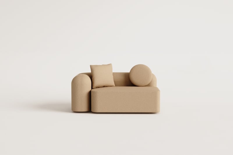 2-seater left corner module for modular sofa in Coco chenille