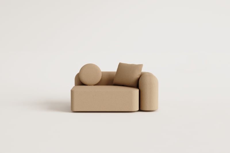 Right 2-seater corner module for modular sofa in Coco chenille