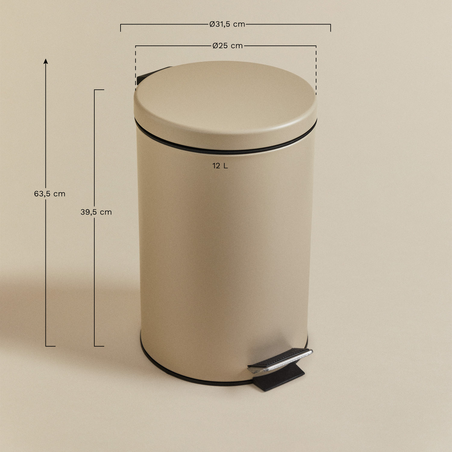 Eiden Pedal Bin with Lid, medidas