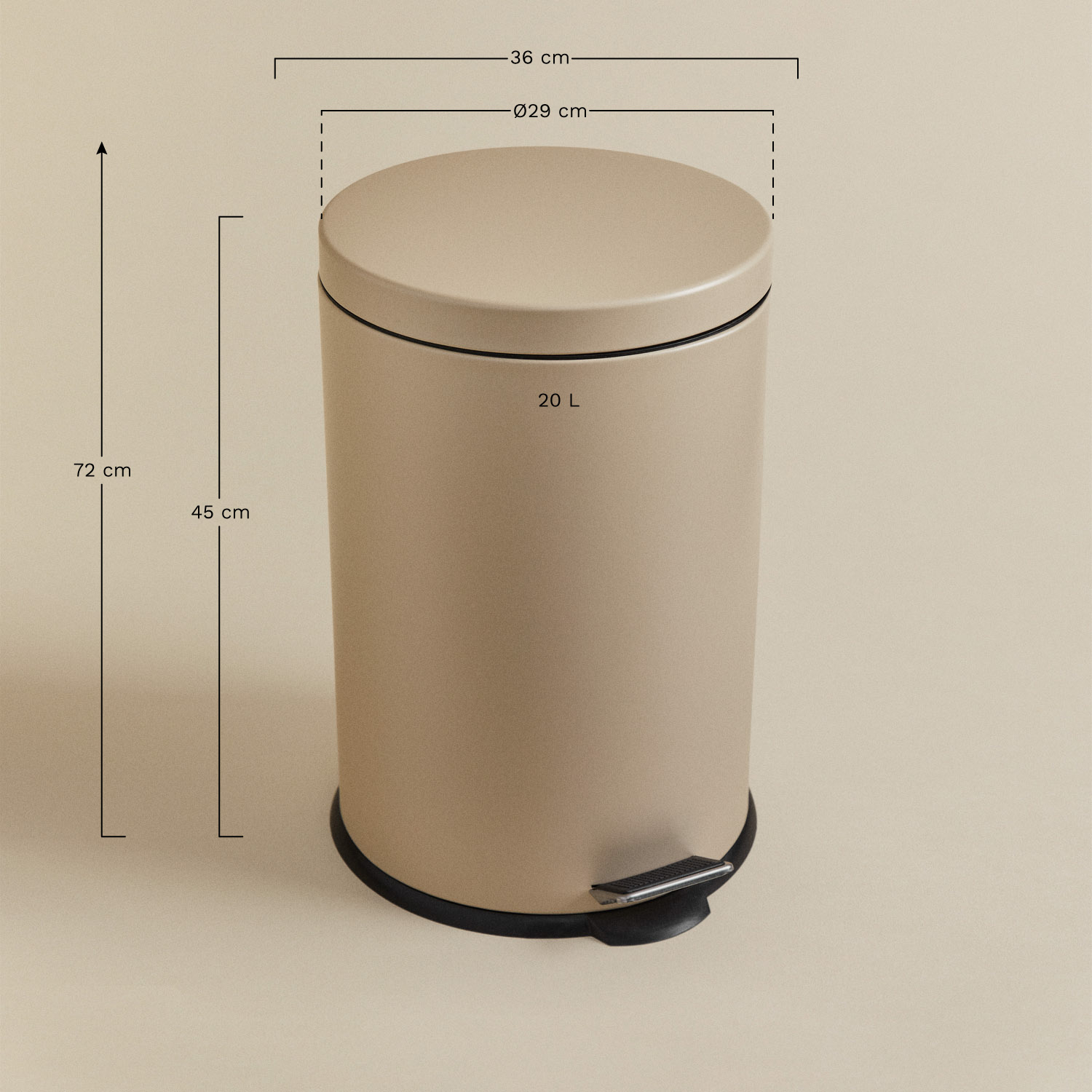 Eiden Pedal Bin with Lid, medidas