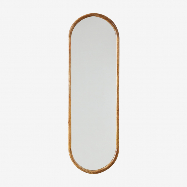 Oval Mango Wood Wall Mirror Munya 35 X 115 Cm - Sklum