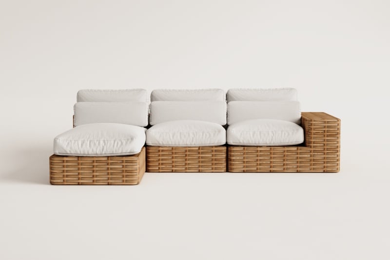 Milu 3-Piece Left Hand Garden Modular Chaise Longue Sofa