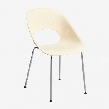 Pack Of 2 Dining Chairs In Polypropylene And Iron Louna Beige Cream - Sklum