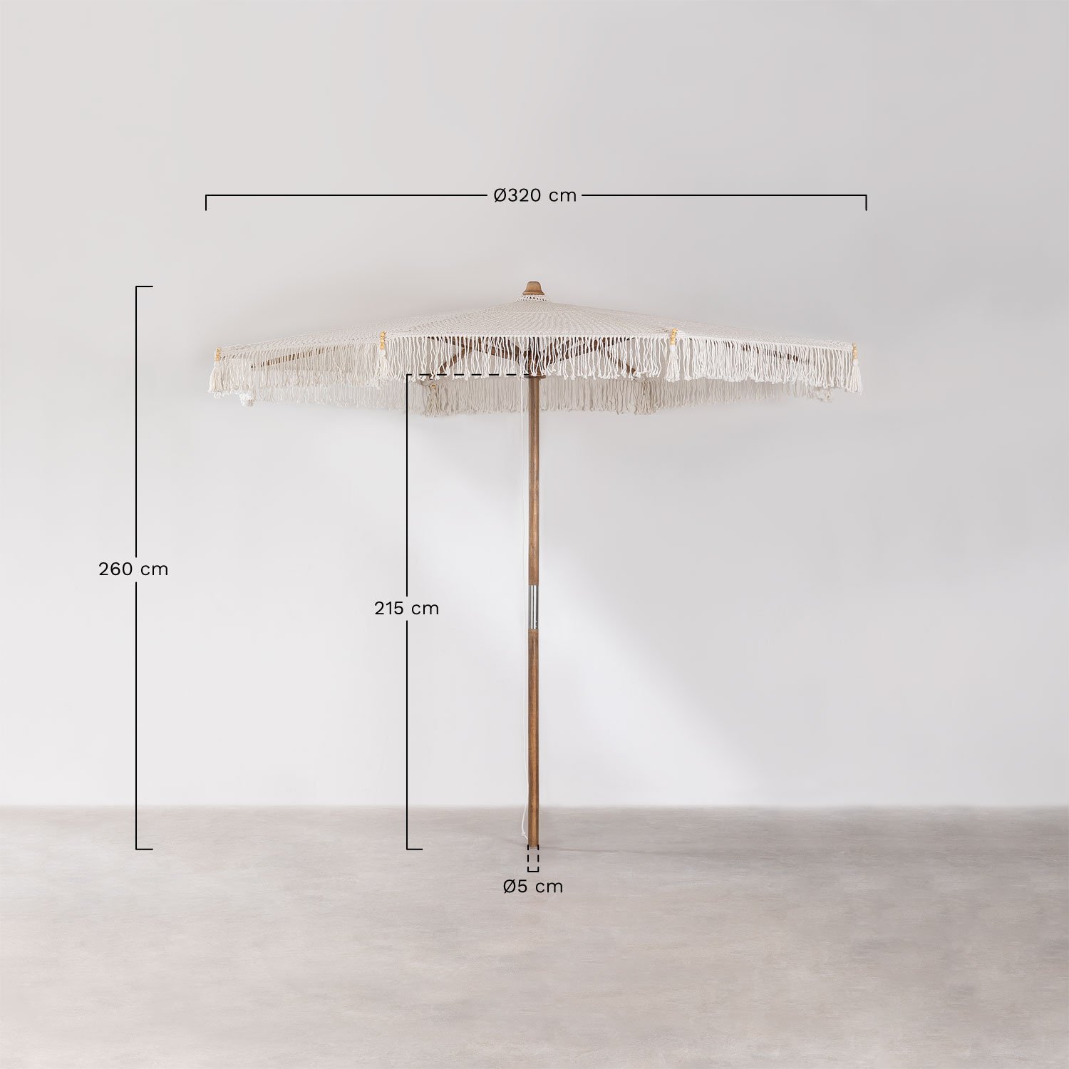 Tongariki teak and cotton parasol, medidas