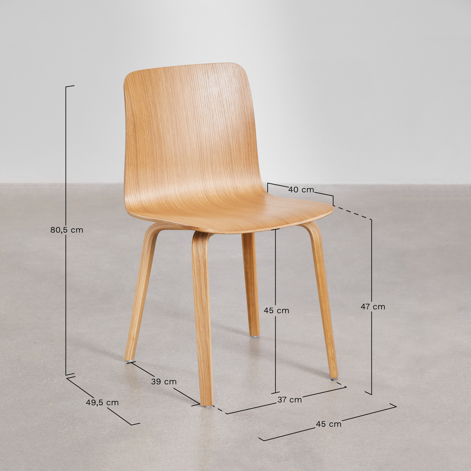 Pack of 2 Elionora wooden dining chairs, medidas