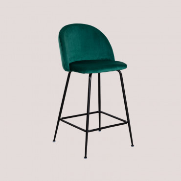 Pack Of 2 High Stools In Kana Design Velvet Jungle Green & ↑65 Cm & Black - Sklum