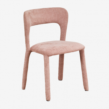 Pack Of 4 Brusel Upholstered Dining Chairs Chenille Pink Quartz - Sklum
