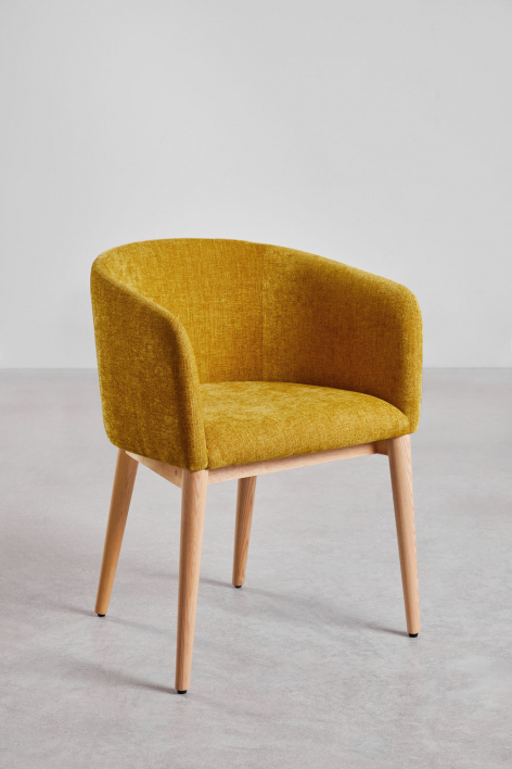 Pack of 2 Bunia upholstered dining chairs with armrests - Mustard Chenille