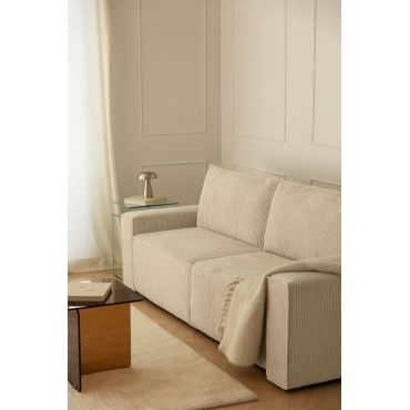 Tampere Upholstered 3-seater Sofa Bed Corduroy Beige Cream - Sklum