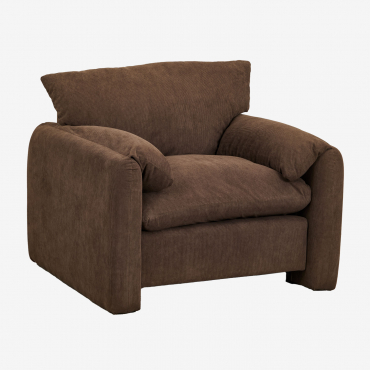 Serra Upholstered Armchair Corduroy Brown - Sklum