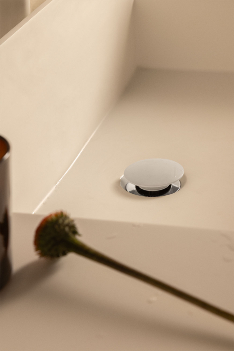 Click-clack basin waste with overflow in white steel and brass Orveta