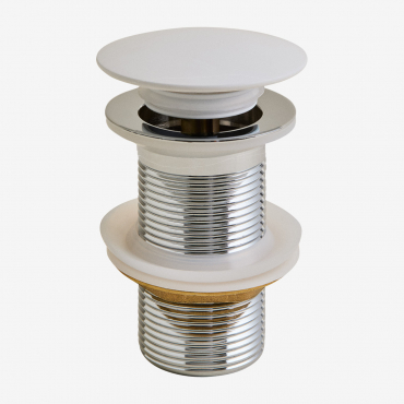 Drain Valve For Washbasin Click-clack Type In Stainless Steel And Brass Orveta White & Valve Without Overflow - Sklum