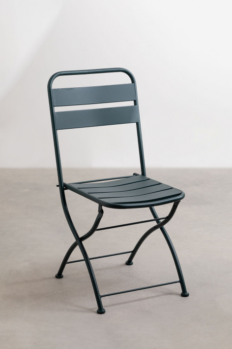 Pack of 2 Janti folding dining chairs in steel - Jungle Green