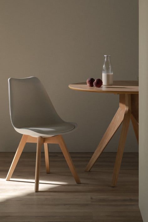 Nordic polypropylene and beech wood dining chair