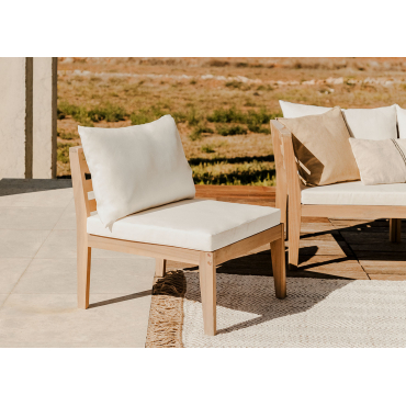 Central Module For Filips Modular Garden Sofa In Acacia Wood Gardenia White - Sklum