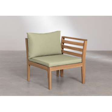 Right Corner Module For Modular Garden Sofa In Acacia Wood Filips Green Khaki - Sklum