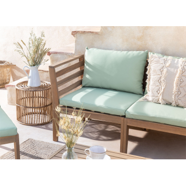 Left Corner Module For Modular Garden Sofa In Acacia Wood Filips Celadon Green - Sklum
