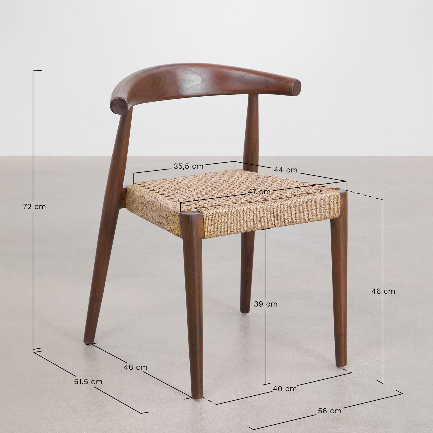 Pack of 2 Celle teak wood garden chairs, medidas