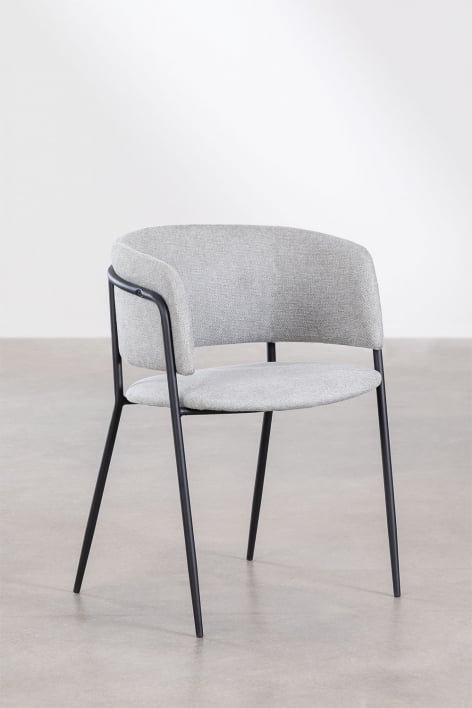 Pack of 4 Nalon upholstered dining chairs - Fabric Light Grey