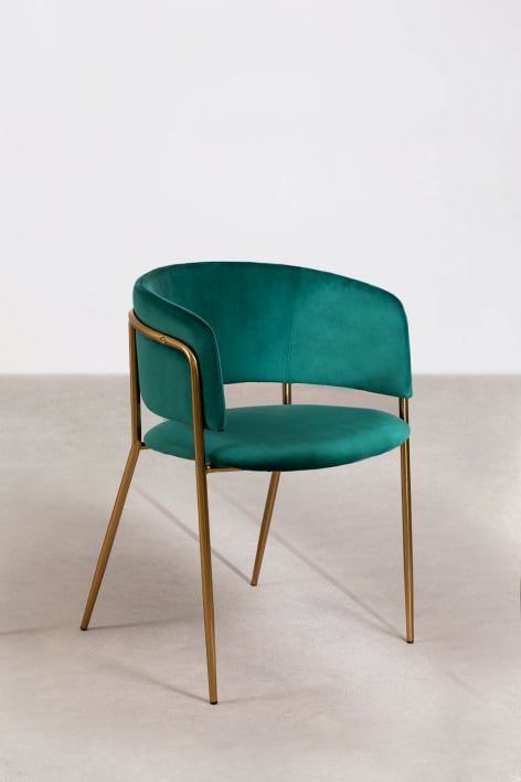 Pack of 2 Nalon upholstered dining chairs - Velvet Jungle Green