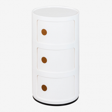 Round Side Table With Shelves Babel Off-white & 3 Drawers - Sklum