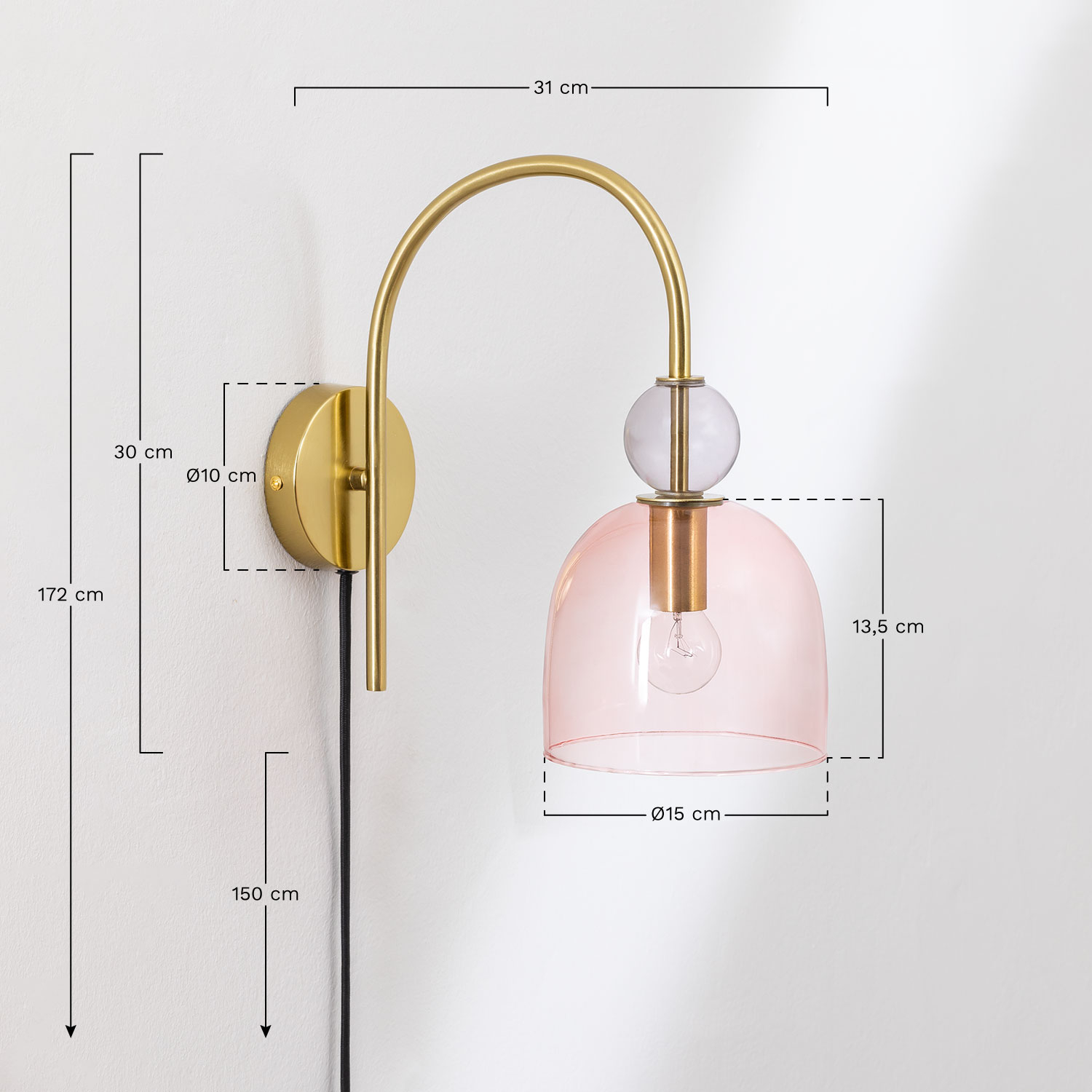 Bezany Colors crystal wall lamp, medidas