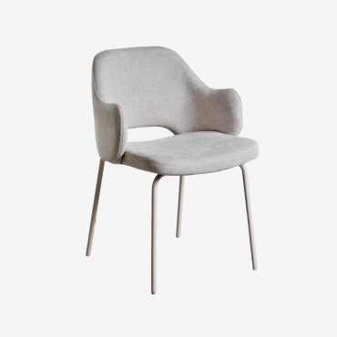 Gemma Upholstered Dining Chair With Armrests Fabric Off-white - Sklum
