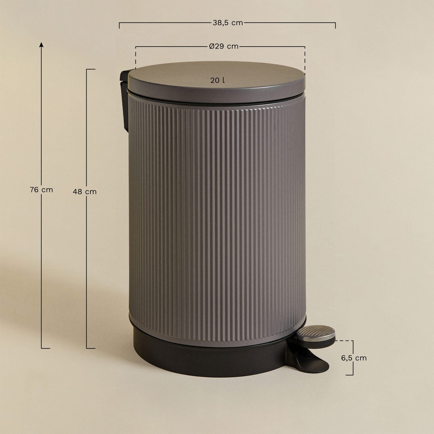 Midler trash can with lid and pedal, medidas