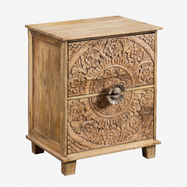 Pack Of 2 Rectangular Nightstands 40x30 Cm In Wiluna Mango Wood Mango Wood - Sklum