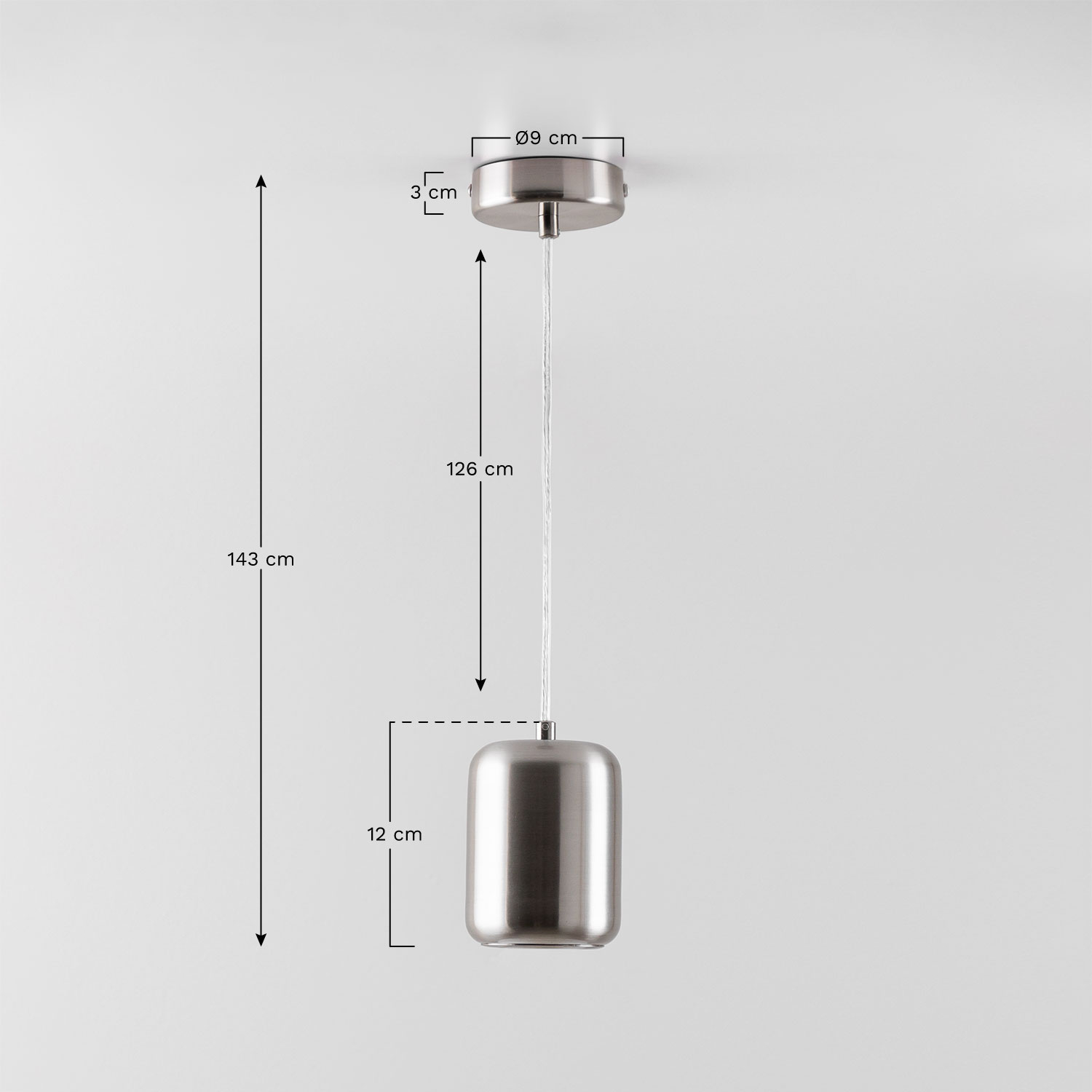 Zabarny metal ceiling lamp, medidas