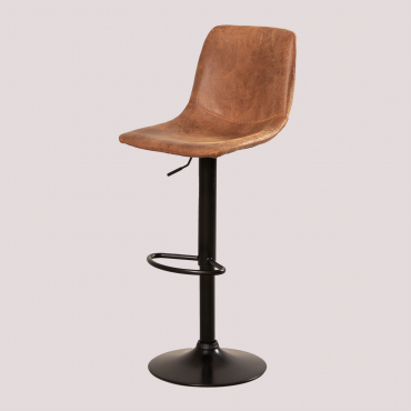 Pack Of 2 Adjustable High Stools In Ody Faux Leather Camel Vintage - Sklum
