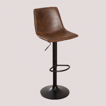 Pack Of 2 Adjustable High Stools In Ody Faux Leather Chocolate Brown - Sklum