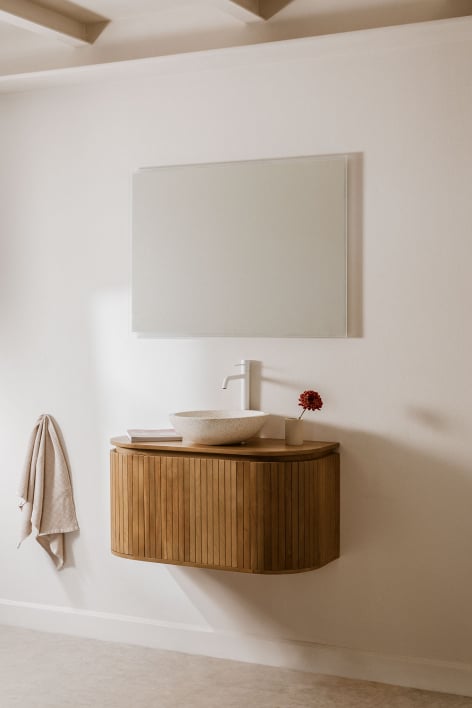 Suspended bathroom furniture set 90x40 cm in mango wood Analis - mango wood