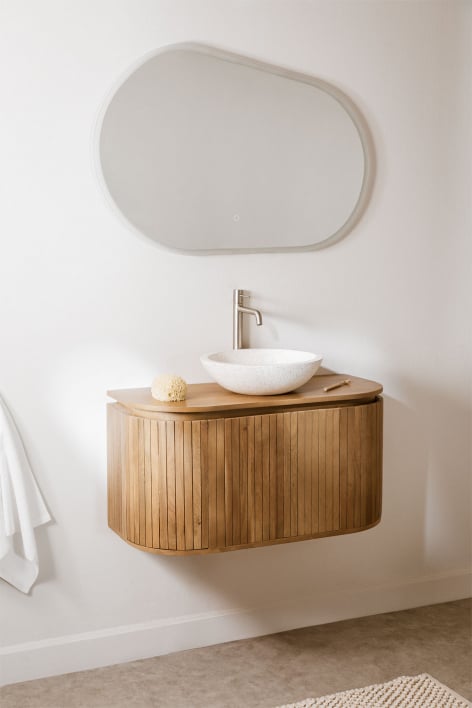 Suspended bathroom furniture set 90x40 cm in mango wood Analis - mango wood