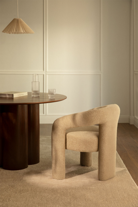 Greca upholstered dining chair - Latte Brown Thick Chenille
