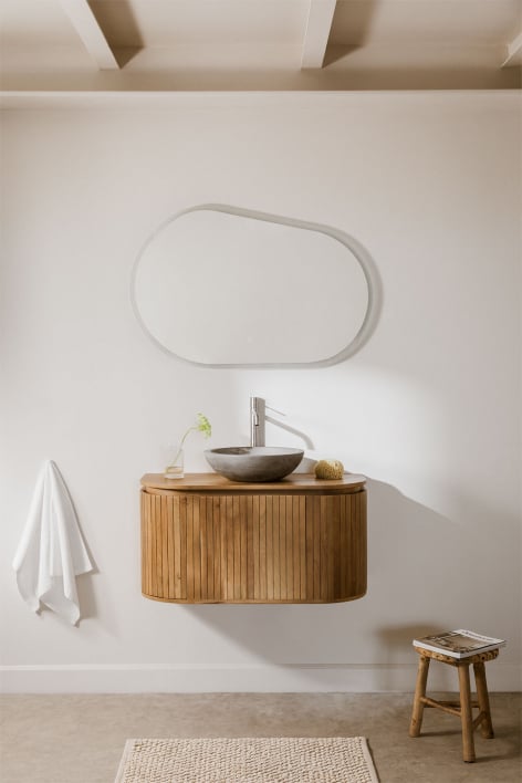 Suspended bathroom furniture set 90x40 cm in mango wood Analis - mango wood