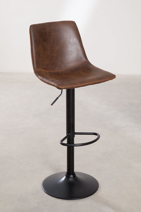 4-Pack adjustable high stools in chocolate brown faux leather Ody  - Chocolate Brown 