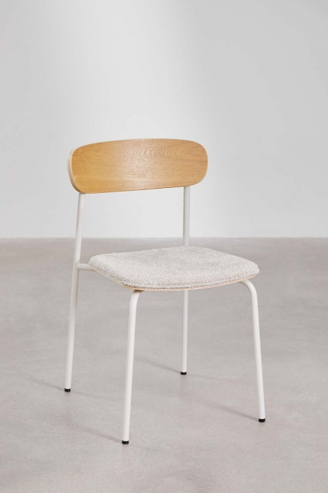 Pack of 2 stackable dining chairs in iron and wood Wilpier - Tapioca Beige