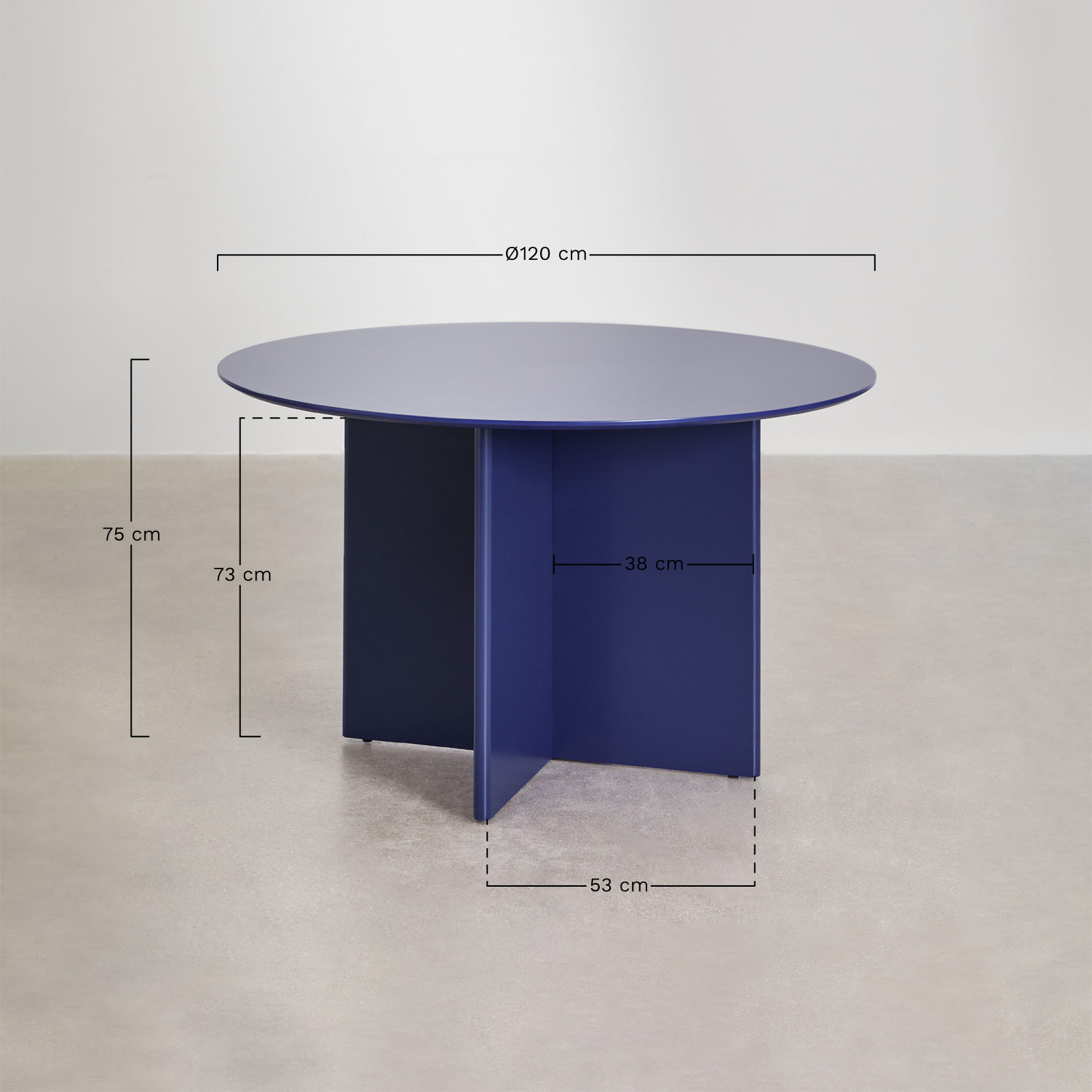 Round dining table in MDF (Ø120 cm) Saonara, medidas