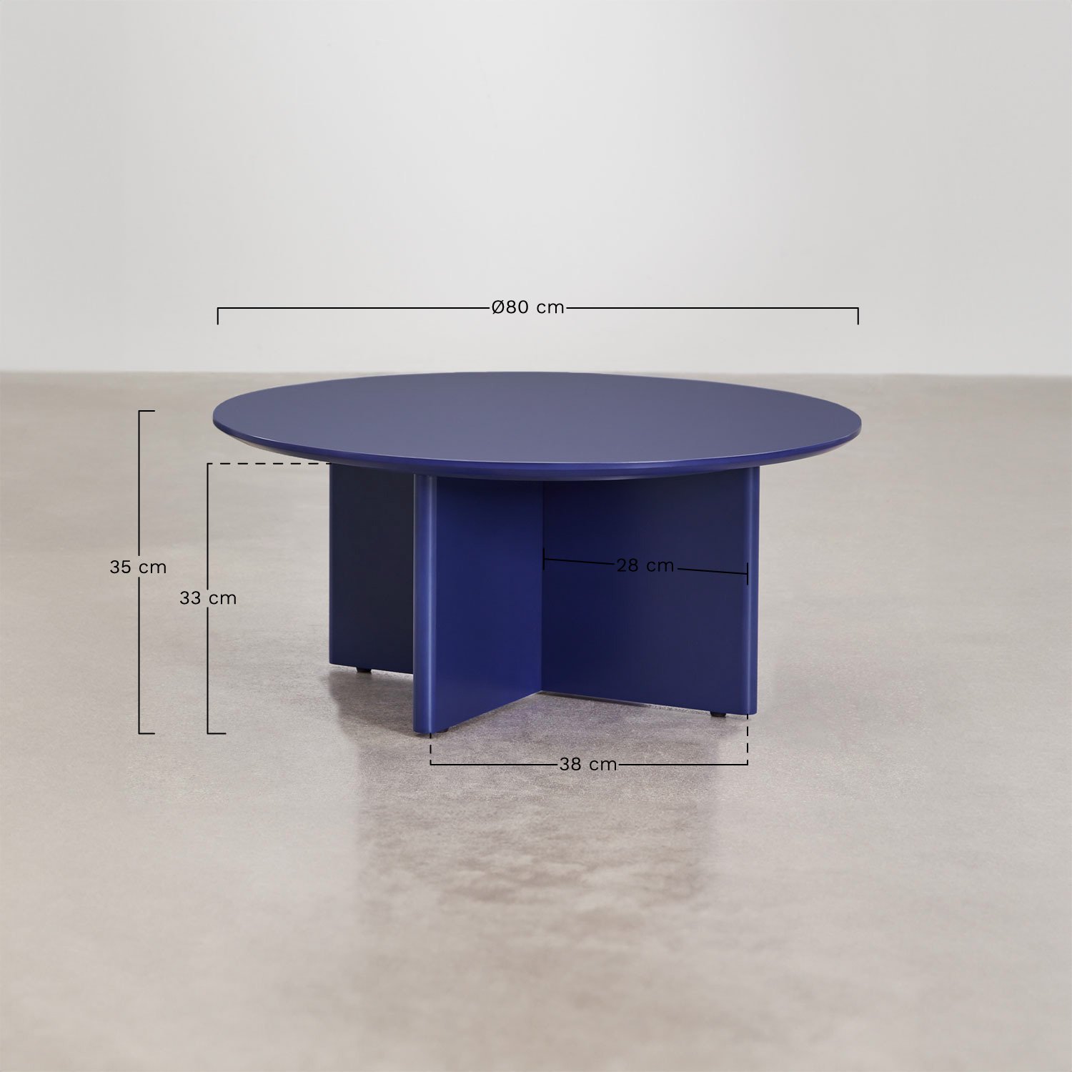 Round coffee table Ø80 cm in MDF Saonara, medidas