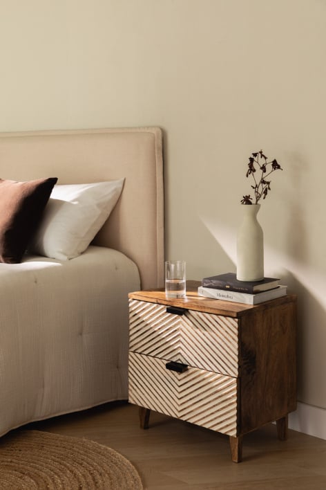 Rectangular bedside table 50x35 cm in Balary mango wood