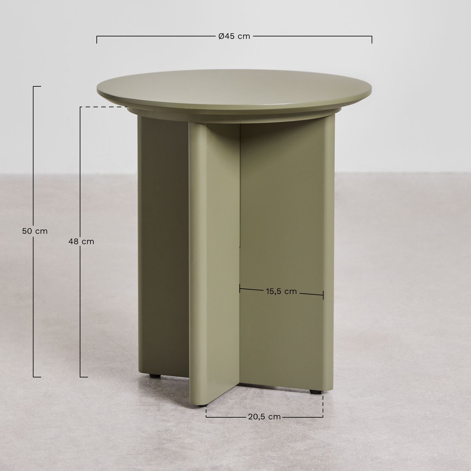 Saonara round side table Ø45 cm in MDF, medidas