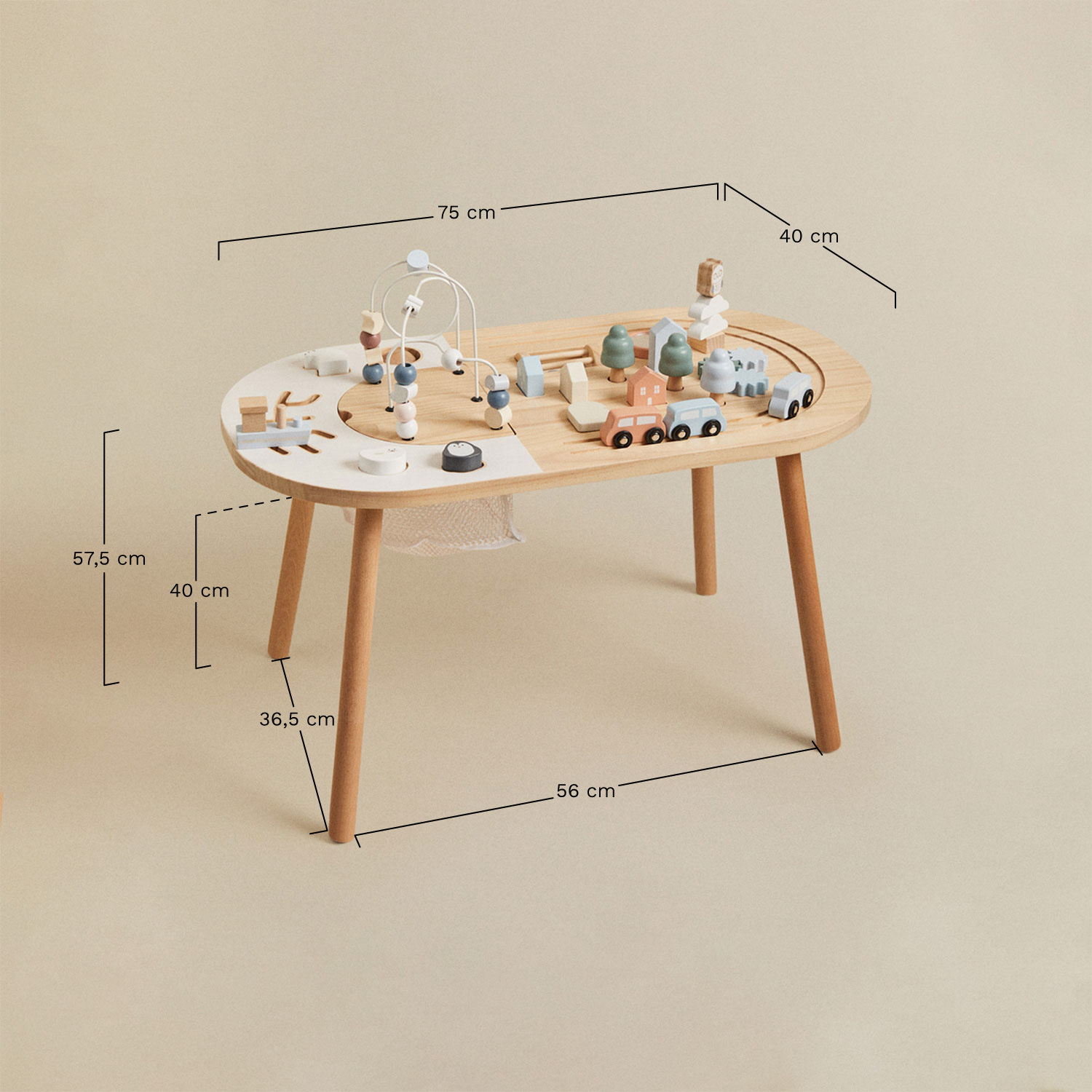 Nigel Kids wooden multi-activity table, medidas